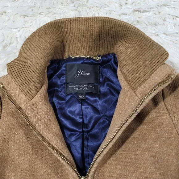 J.Crew Coat Womens 0 Lodge Italian Wool Camel Heather Acorn Zip Up Coat #K0896 - Picture 6 of 16